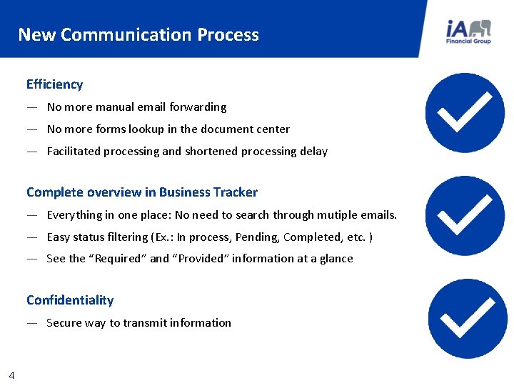 New Communication Process Efficiency — No more manual email forwarding — No more forms