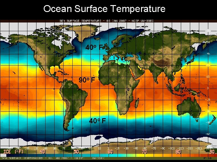 Ocean Surface Temperature 40 o F 90 o F 40 o F 