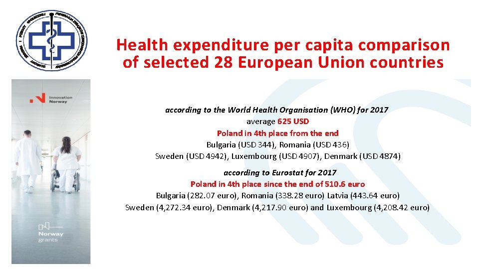 Health expenditure per capita comparison of selected 28 European Union countries according to the