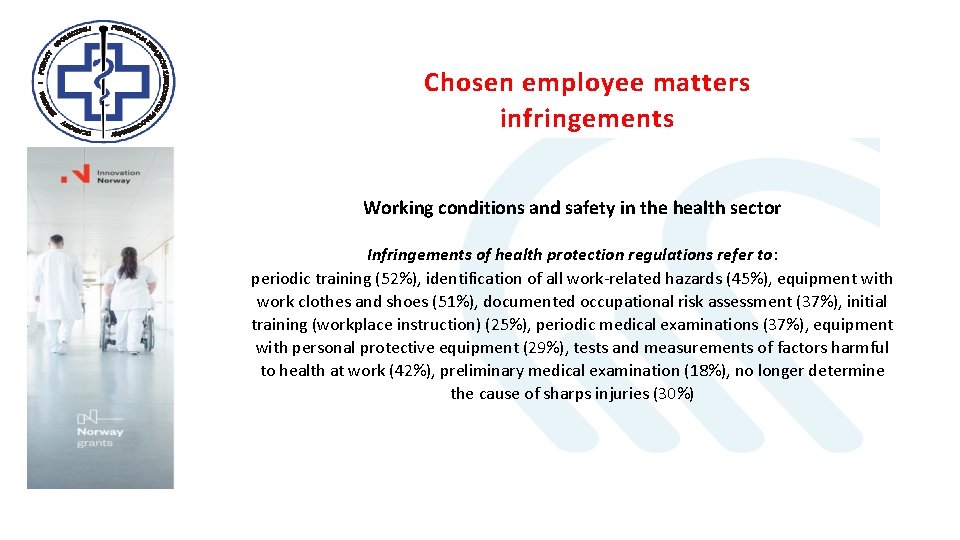 Chosen employee matters infringements Working conditions and safety in the health sector Infringements of