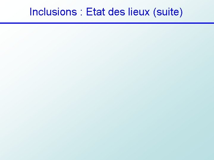 Inclusions : Etat des lieux (suite) 