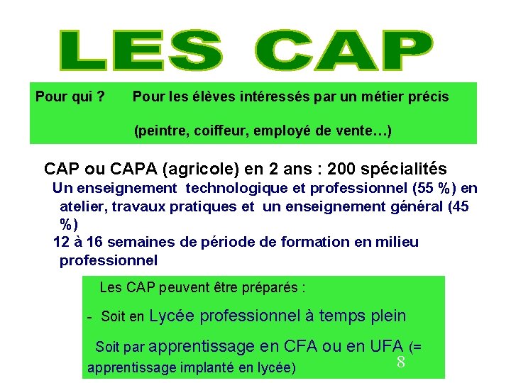 Pour qui ? Pour les élèves intéressés par un métier précis (peintre, coiffeur, employé Pour qui ? Pour les élèves intéressés par un métier précis (peintre, coiffeur, employé