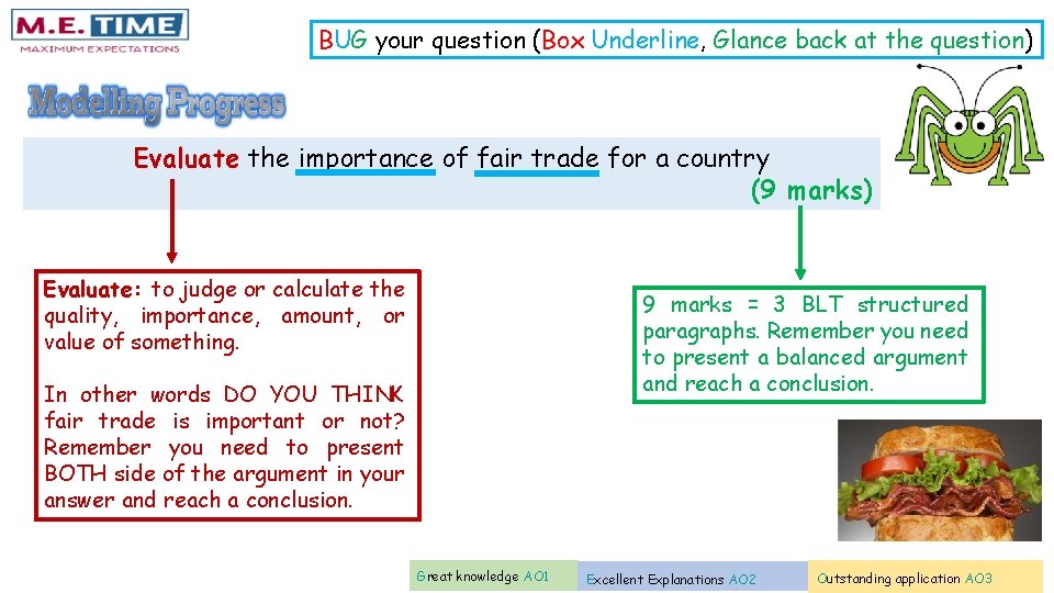 BUG your question (Box Underline, Glance back at the question) Evaluate the importance of