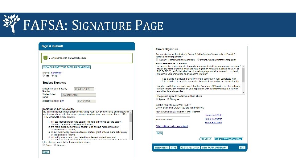 FAFSA: SIGNATURE PAGE 