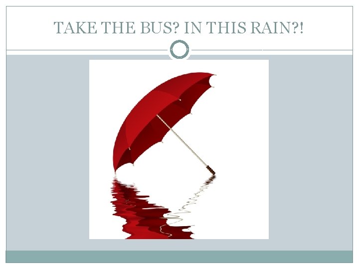 TAKE THE BUS? IN THIS RAIN? ! 