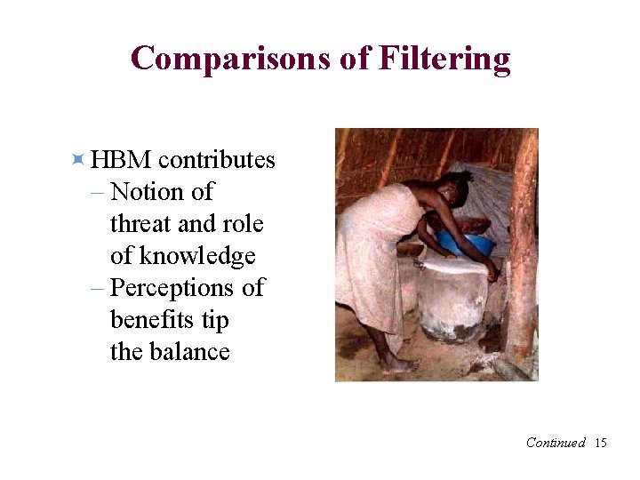 Comparisons of Filtering HBM contributes – Notion of threat and role of knowledge –