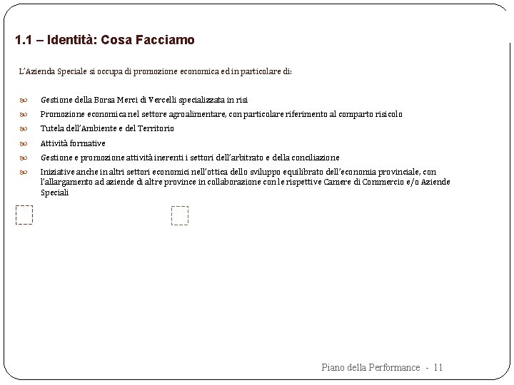 1. 1 – Identità: Cosa Facciamo L’Azienda Speciale si occupa di promozione economica ed