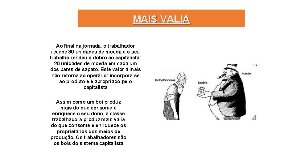 MAIS VALIA Ao final da jornada, o trabalhador recebe 30 unidades de moeda e