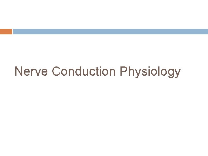 Nerve Conduction Physiology 