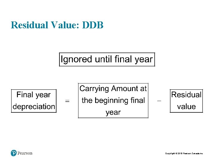 Residual Value: DDB Copyright © 2018 Pearson Canada Inc. 