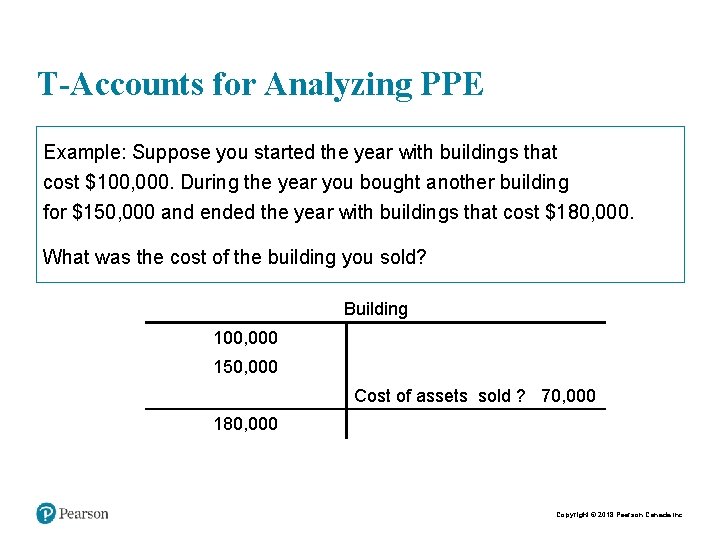 T-Accounts for Analyzing PPE Example: Suppose you started the year with buildings that cost