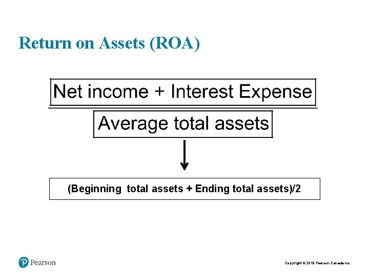 Return on Assets (ROA) (Beginning total assets + Ending total assets)/2 Copyright © 2018