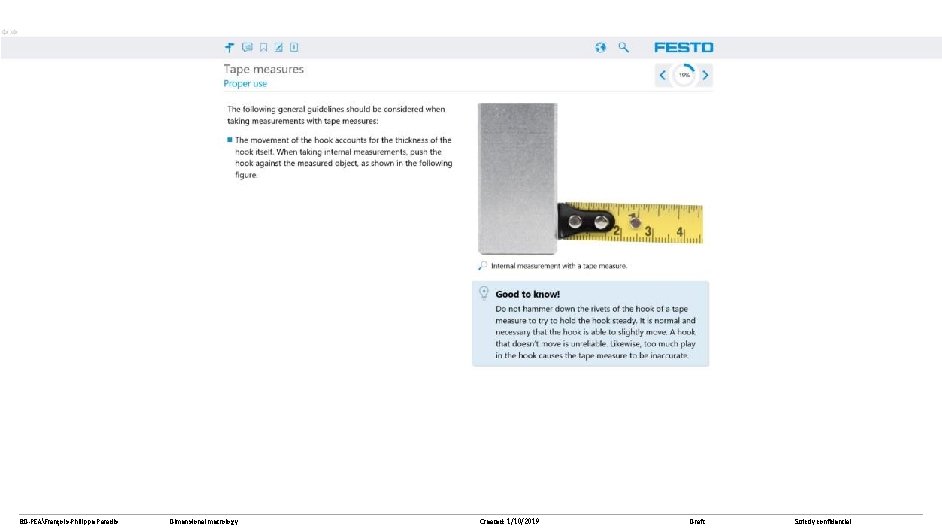 BD-PEAFrançois-Philippe Paradis Dimensional metrology Created: 1/10/2019 Draft Strictly confidential 