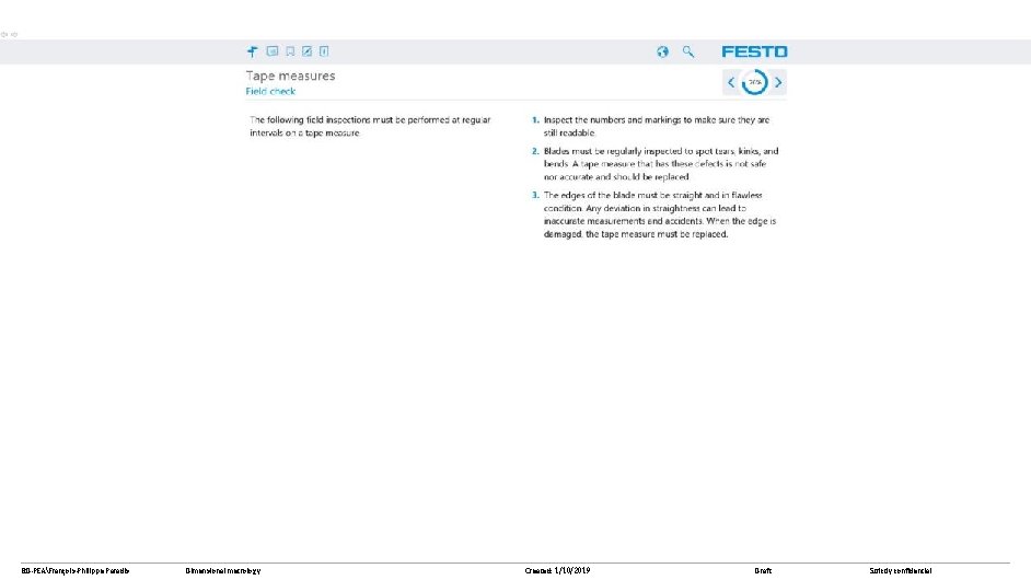 BD-PEAFrançois-Philippe Paradis Dimensional metrology Created: 1/10/2019 Draft Strictly confidential 