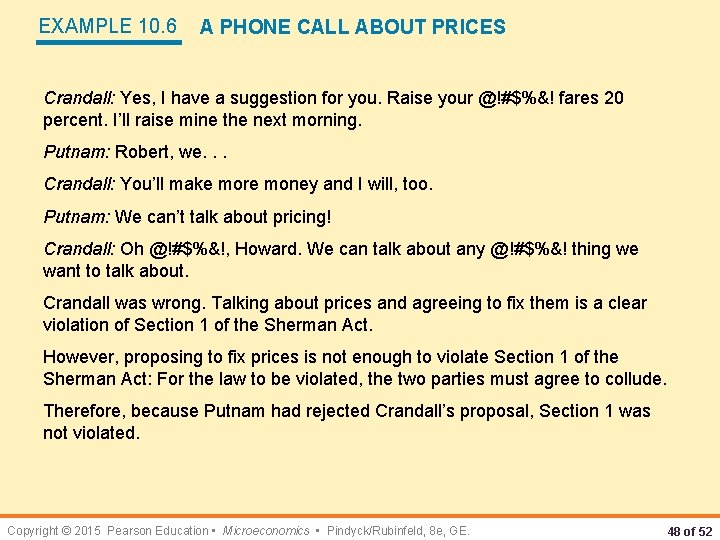 EXAMPLE 10. 6 A PHONE CALL ABOUT PRICES Crandall: Yes, I have a suggestion