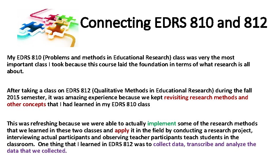 Connecting EDRS 810 and 812 My EDRS 810 (Problems and methods in Educational Research)