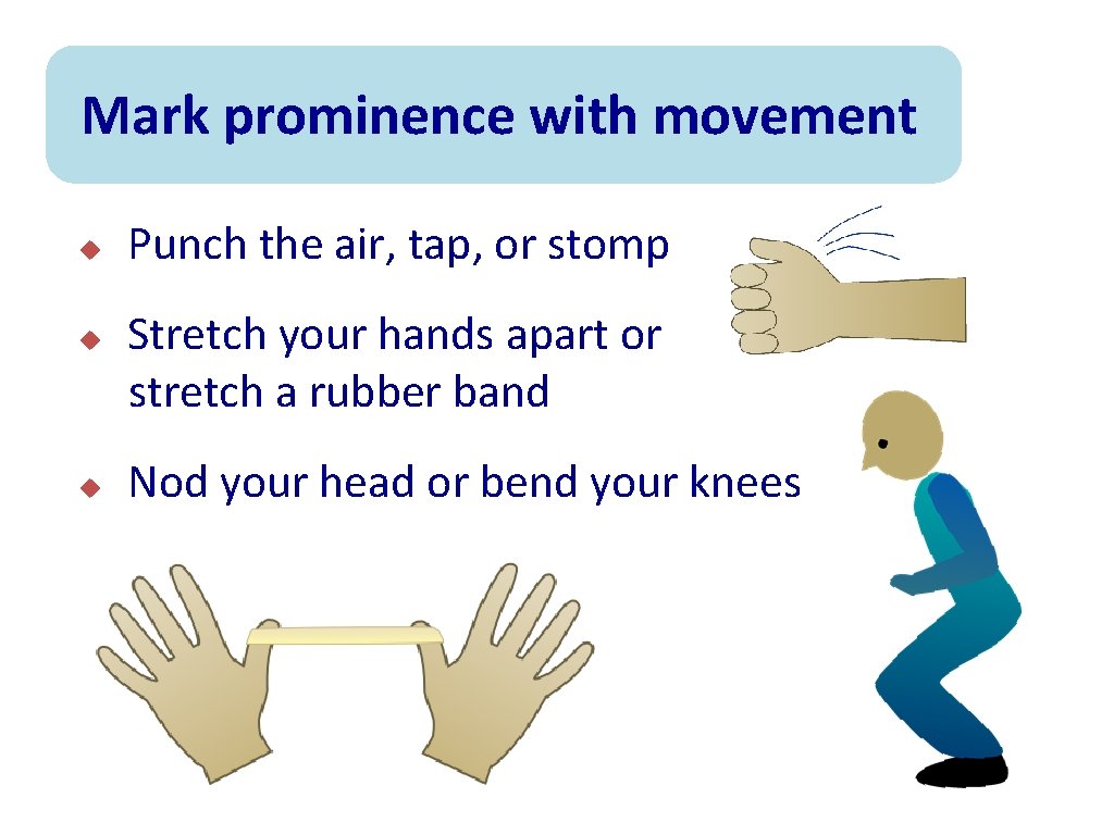 Mark prominence with movement u u u Punch the air, tap, or stomp Stretch