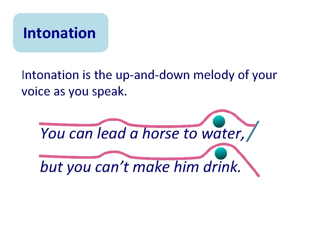 Intonation is the up-and-down melody of your voice as you speak. You can lead