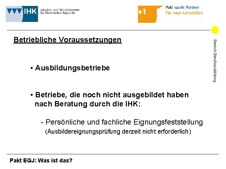 • Ausbildungsbetriebe • Betriebe, die noch nicht ausgebildet haben nach Beratung durch die • Ausbildungsbetriebe • Betriebe, die noch nicht ausgebildet haben nach Beratung durch die