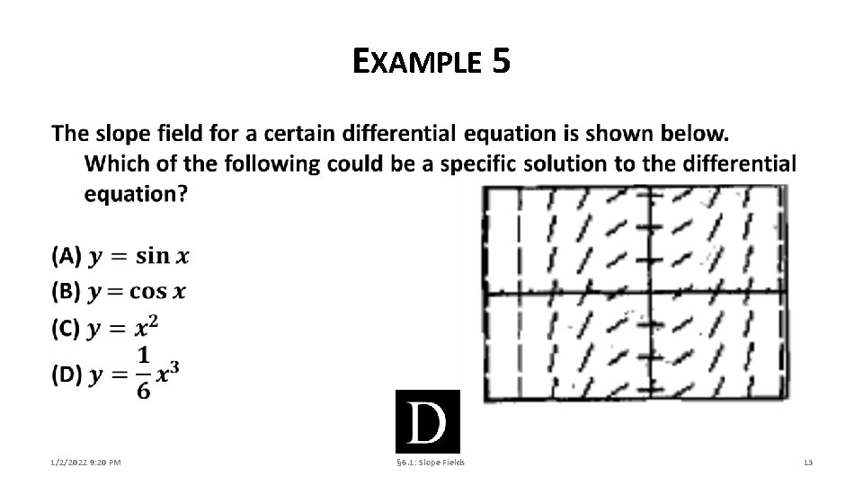 EXAMPLE 5 1/2/2022 9: 20 PM § 6. 1: Slope Fields 13 