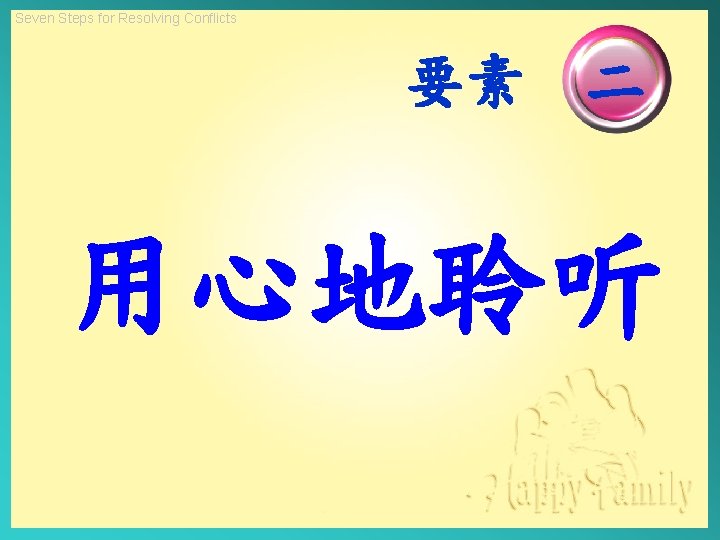 Seven Steps for Resolving Conflicts 要素 二 用心地聆听 