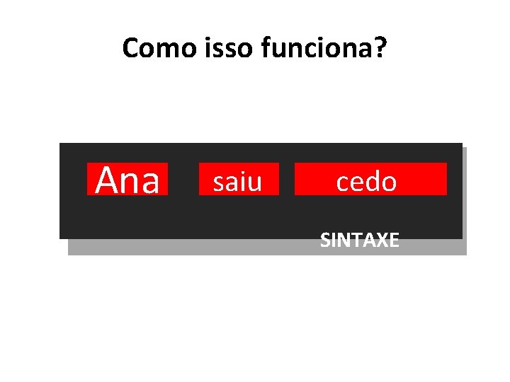 Como isso funciona? Ana saiu cedo SINTAXE 