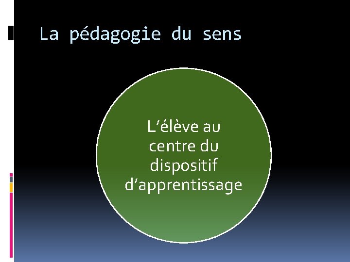 La pédagogie du sens L’élève au centre du dispositif d’apprentissage 