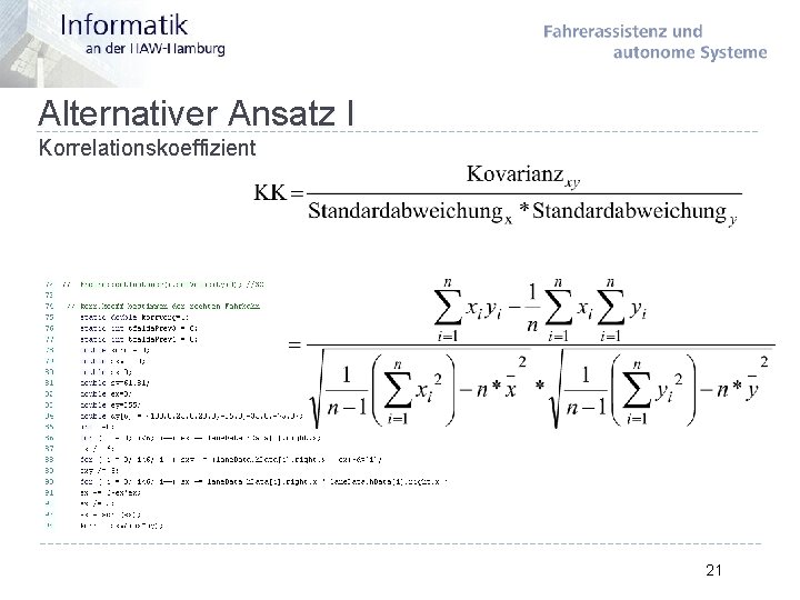Alternativer Ansatz I Korrelationskoeffizient 21 