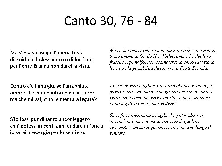 Canto 30, 76 - 84 Ma s’io vedessi qui l’anima trista di Guido o