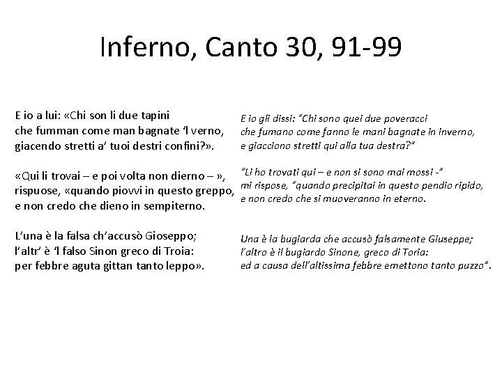 Inferno, Canto 30, 91 -99 E io a lui: «Chi son li due tapini