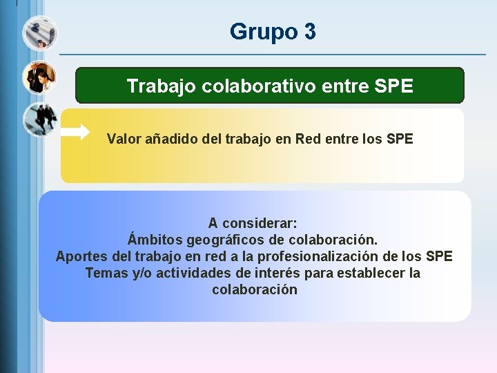 Grupo 3 Trabajo colaborativo entre SPE Valor añadido del trabajo en Red entre los