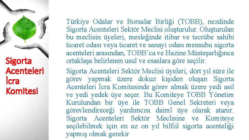 Sigorta Acenteleri İcra Komitesi Türkiye Odalar ve Borsalar Birliği (TOBB), nezdinde Sigorta Acenteleri Sektör