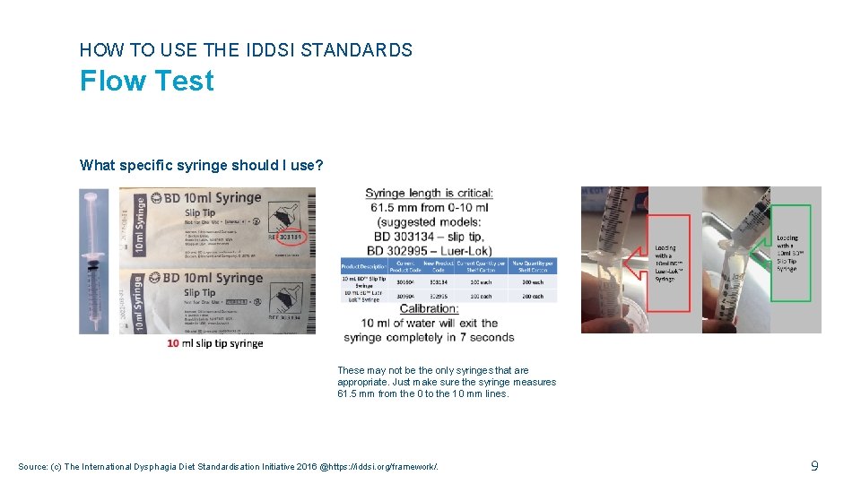 HOW TO USE THE IDDSI STANDARDS Flow Test What specific syringe should I use?
