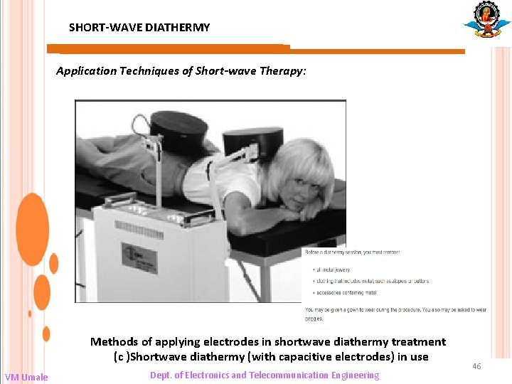 SHORT-WAVE DIATHERMY Application Techniques of Short-wave Therapy: Methods of applying electrodes in shortwave diathermy