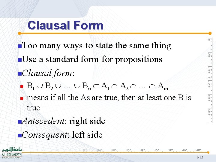 Clausal Form Too many ways to state the same thing n. Use a standard