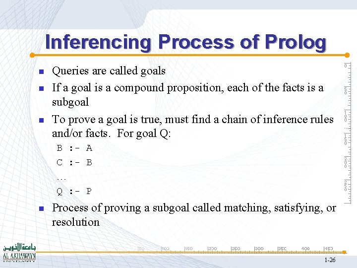 Inferencing Process of Prolog n n n Queries are called goals If a goal