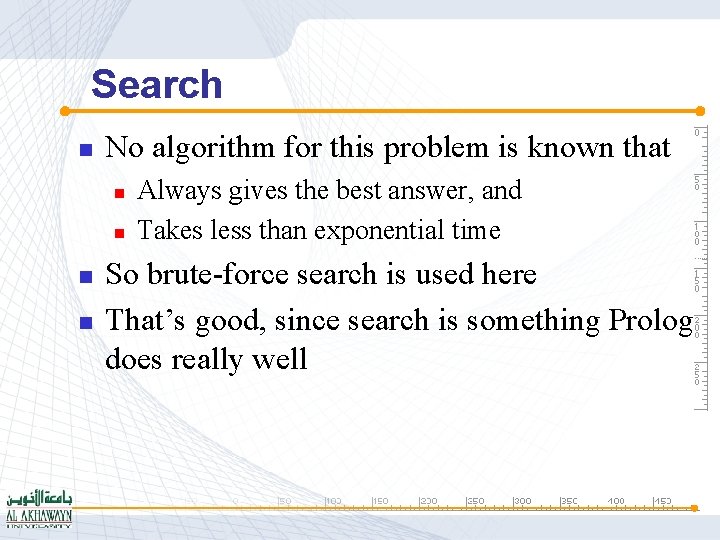 Search n No algorithm for this problem is known that n n Always gives