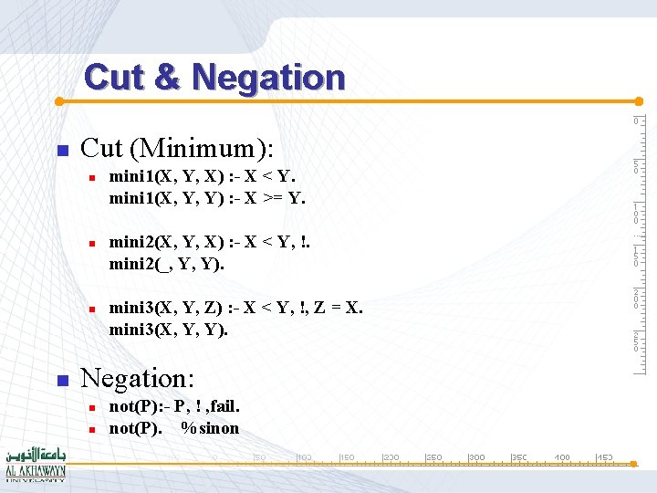 Cut & Negation n Cut (Minimum): n n mini 1(X, Y, X) : -