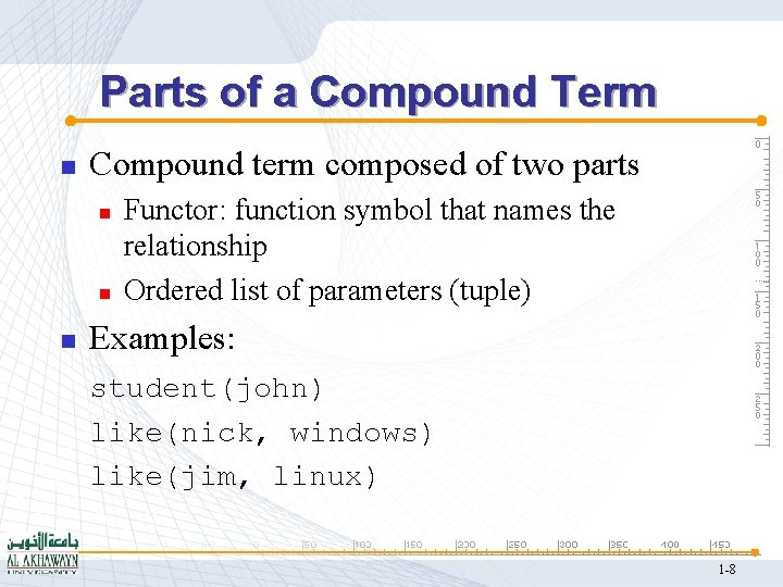 Parts of a Compound Term n Compound term composed of two parts n n