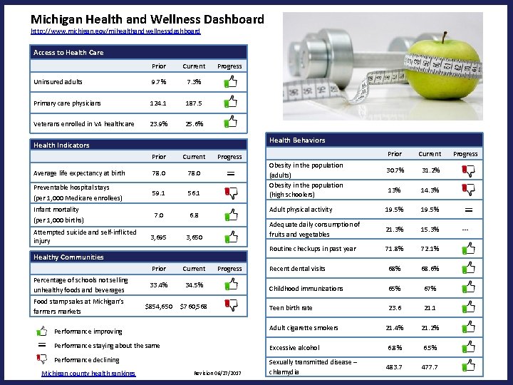 Michigan Health and Wellness Dashboard http: //www. michigan. gov/mihealthandwellnessdashboard Access to Health Care Prior