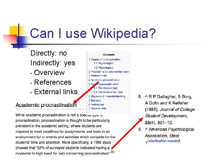 Can I use Wikipedia? Directly: no Indirectly: yes • Overview • References • External