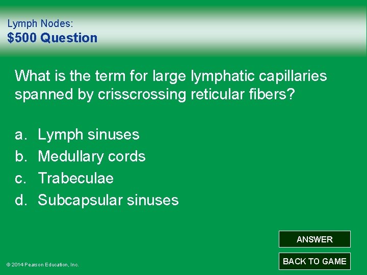 Lymph Nodes: $500 Question What is the term for large lymphatic capillaries spanned by