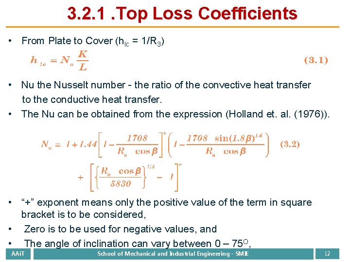 3. 2. 1. Top Loss Coefficients • From Plate to Cover (hlc = 1/R