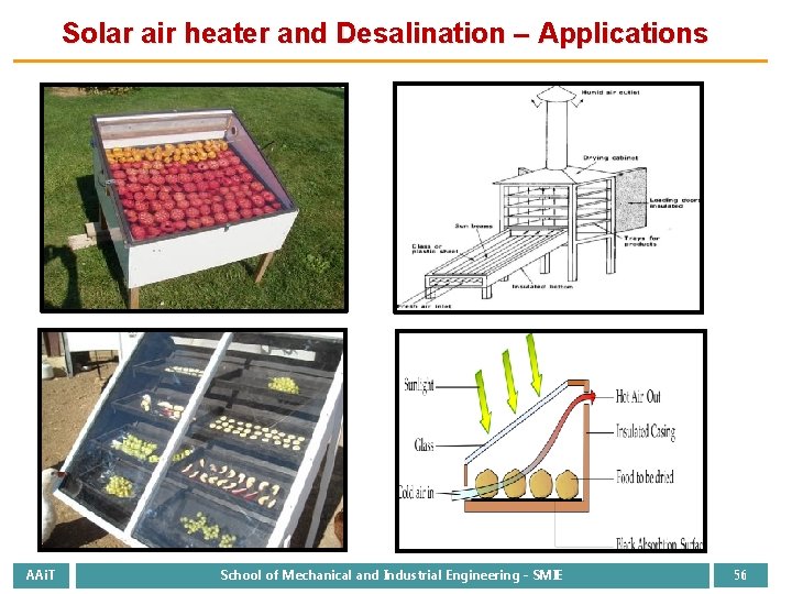 Solar air heater and Desalination – Applications AAi. T School of Mechanical and Industrial