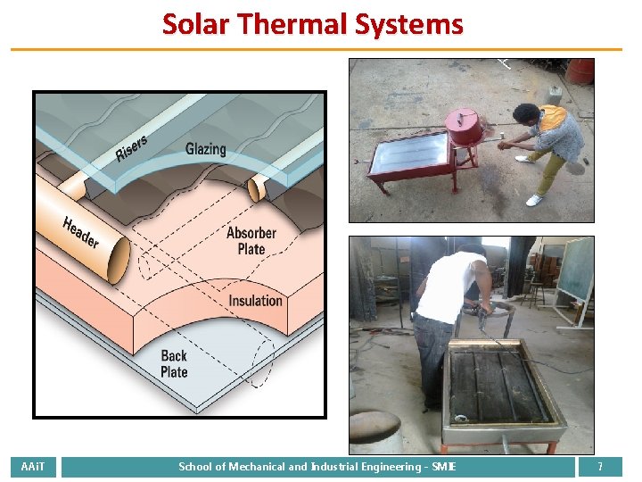 Solar Thermal Systems AAi. T School of Mechanical and Industrial Engineering - SMIE 7