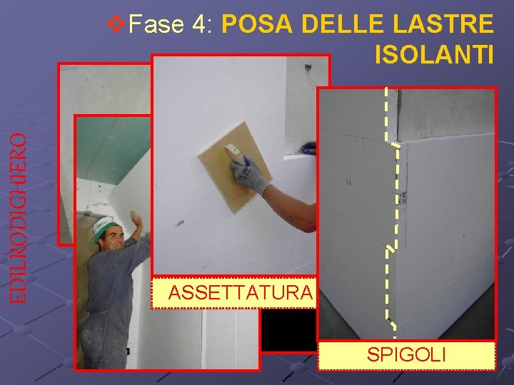 EDILRODIGHIERO v. Fase 4: POSA DELLE LASTRE ISOLANTI ASSETTATURA SPIGOLI 