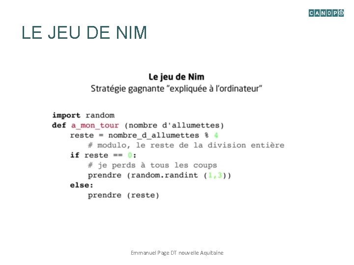 LE JEU DE NIM Emmanuel Page DT nouvelle Aquitaine 