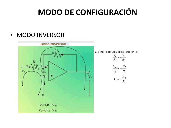 MODO DE CONFIGURACIÓN • MODO INVERSOR 