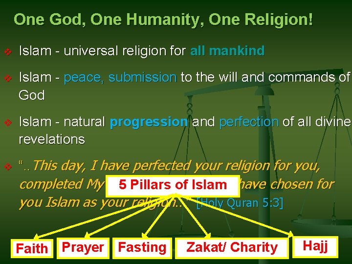 One God, One Humanity, One Religion! v Islam - universal religion for all mankind One God, One Humanity, One Religion! v Islam - universal religion for all mankind