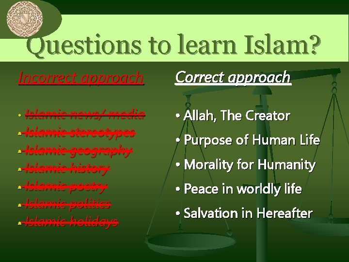 0 Questions to learn Islam? Incorrect approach Correct approach Islamic news/ media • Islamic 0 Questions to learn Islam? Incorrect approach Correct approach Islamic news/ media • Islamic